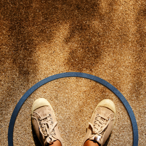 Feet on ground, in a circle